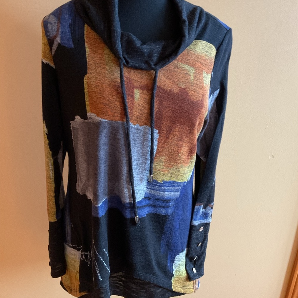 Michael Tyler Colorful Abstract Women's Top Size M